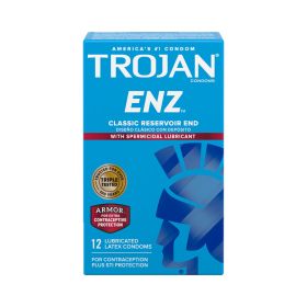 Trojan Condom Enz With Spermicidal Lubricant 12 Pack