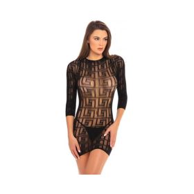 Rene Rofe Exotic Geometry Mini Dress Black S/M