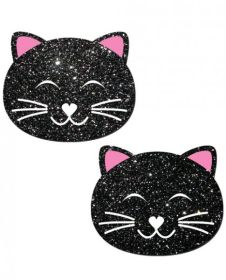 Kitty Black Glitter Cat Pasties O/S