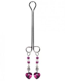 Bijoux Cli Clamp Double Loop with Heart Charm & Fuchsia Beads