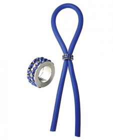 Bolo Lasso Silicone Ring Blue Gems Bead Slider