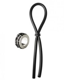 Bolo Silicone Lasso Ring Black Gems Bead Black