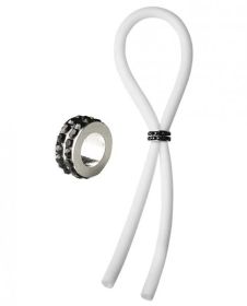 Bolo Lasso Ring Siilcone Black Gems Bead White