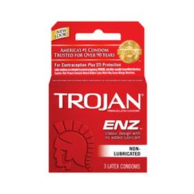 Trojan Enz Non-Lubricated Condoms - Box of 3