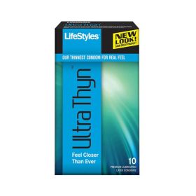 Lifestyles Ultra Thyn Latex Condoms 10 Count Package