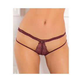 Rene Rofe Dive Deep Open Back Panty Burgundy S/M