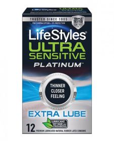 Lifestyles Ultra Sensitive Platinum Extra Lube 12 Pk