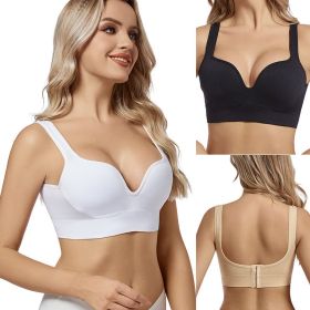 Back Button Up Bra With Wide White Straps (Option: Suit-XL)