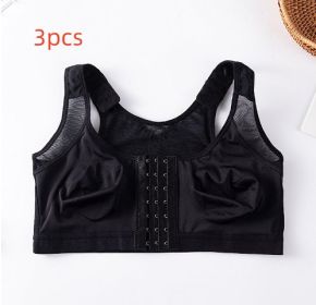 Foreign Trade Front Buckle Closed Sports Bra Plus Size (Option: Black-XL-3PCS)