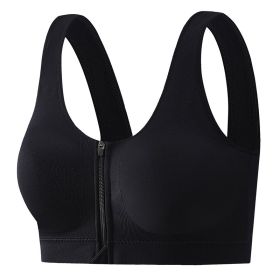 Front Zipper Sports Bra Shockproof High Strength Beauty Back (Option: Black-L-1PCS)